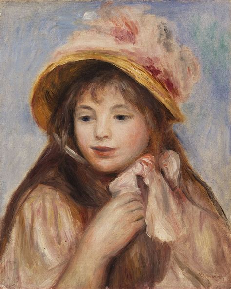 Pierre Auguste Renoir Girl With Pink Bonnet Jeune Fille Au Etsy