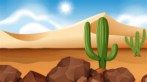 Desert Scene With Cactus 295619 Vector Art At Vecteezy