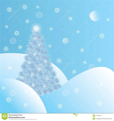 Snowy Christmas Tree Stock Vector Illustration Of Blue 47760470