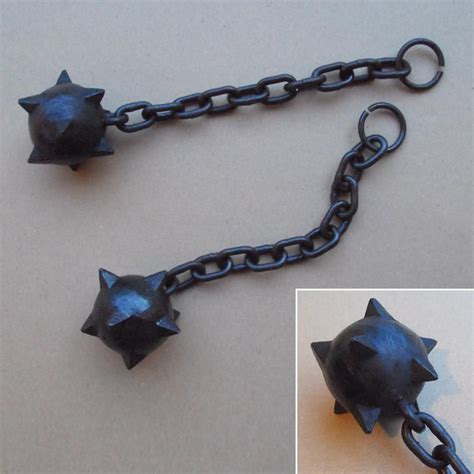 Medieval War Mace Flail Ball And Chain Solid Metal