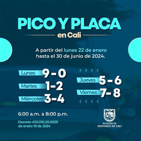 ¡Qué no lo multen! Estos son los números del Pico y placa en Cali para
