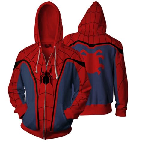 hot spiderman homecoming men zipper casual hoodie jacket coat cosplay costume ebay