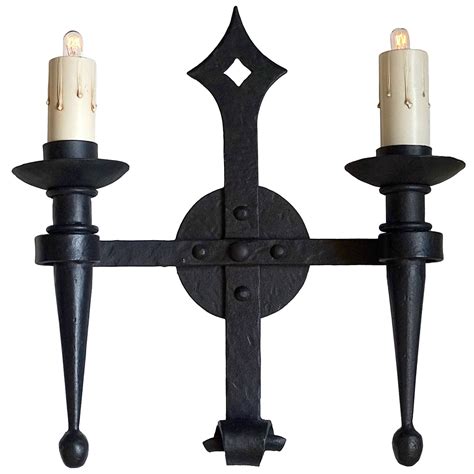 Classic Spanish Colonial Wrought Iron Interior Wall Sconce In Hacienda
