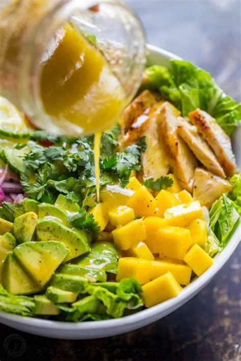It's a healthy entree that really wows! Chicken Mango Avocado Salad - NatashasKitchen.com