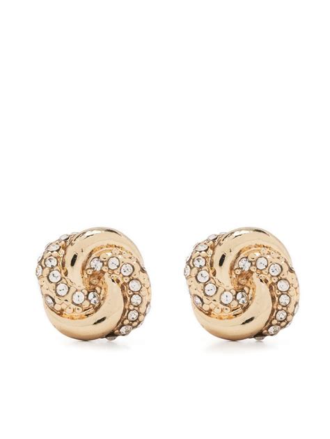 Lauren Ralph Lauren Pave Knot Stud Earrings In Gold Modesens