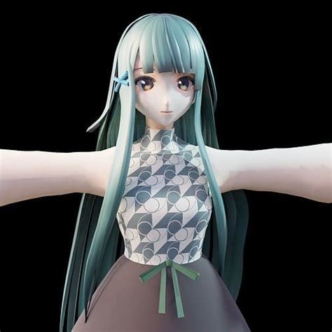 3d Model Anime Girl Vr Ar Low Poly Cgtrader