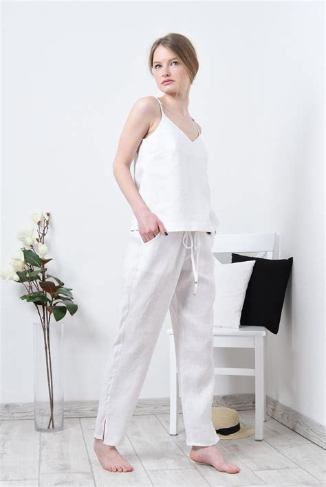 White Linen Suit For Women Two Piece Linen Pant Suit For Etsy