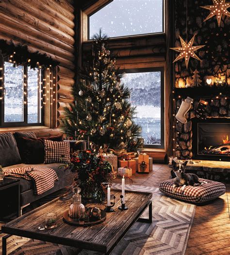 Rustic Christmas Living Interior Design Ideas