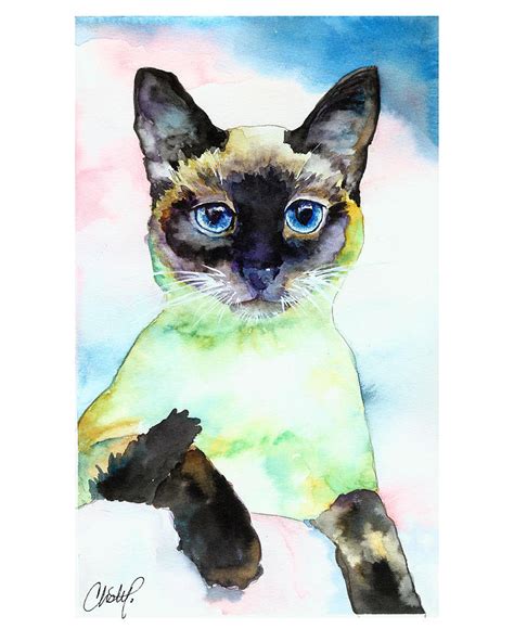 Siamese Cat Posing Painting By Christy Freeman Stark