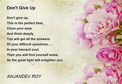 Dont Give Up Dont Give Up Poem By Anjandev Roy