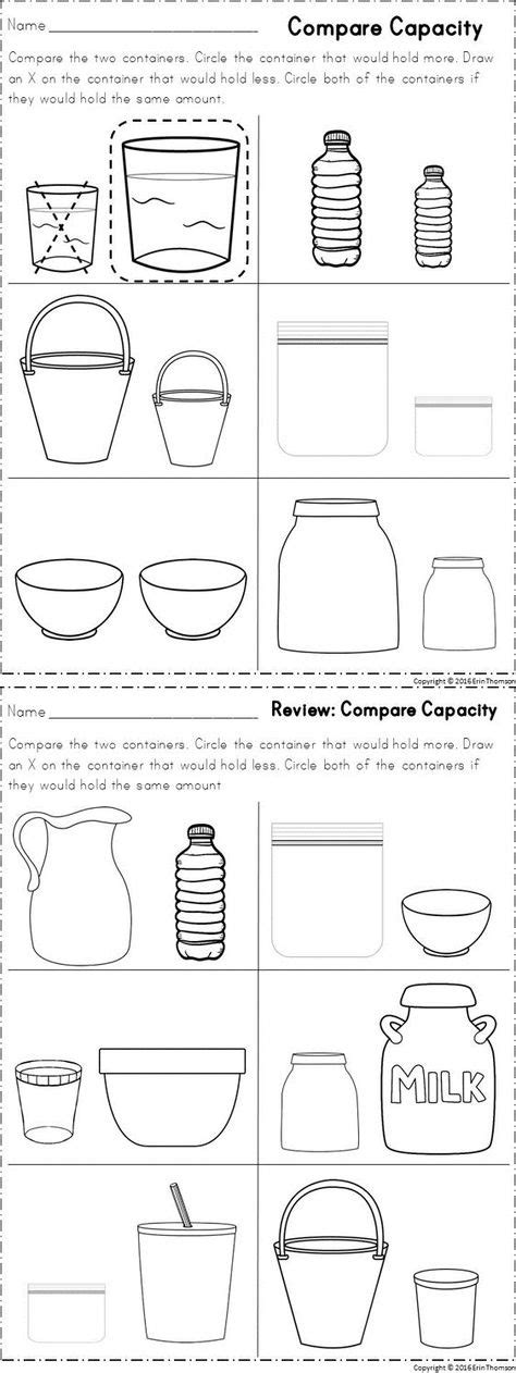 16 Full Empty Ideas Kindergarten Activities Capacity Worksheets