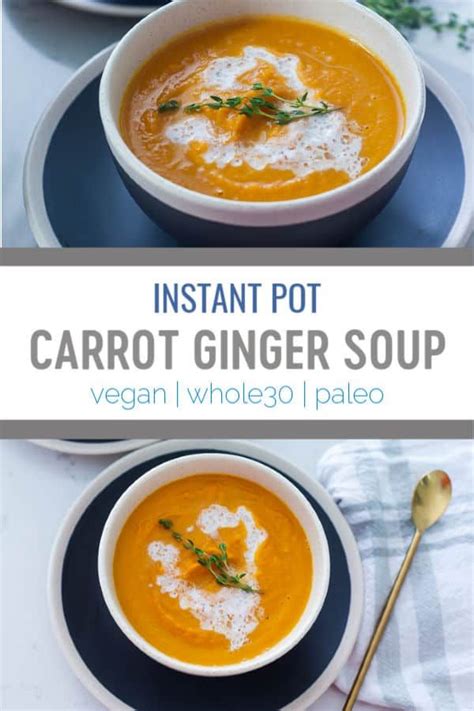 Instant Pot Carrot Ginger Soup In A White Bowl