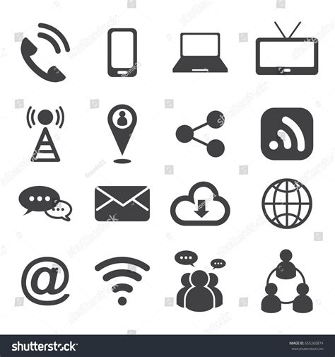 Communication Icons Set Vector Illustration Modern Telecommunication