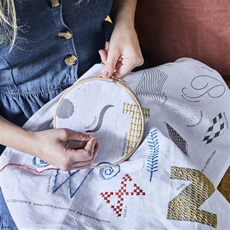 Alphabet Linen Embroidery Kit By Stitch School | notonthehighstreet.com