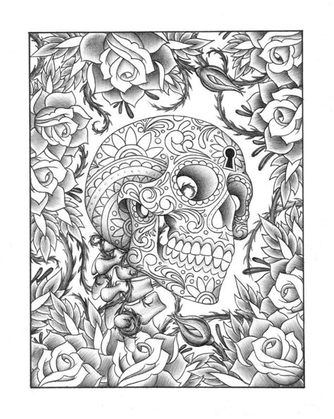 Skull And Roses Coloring Pages At Getdrawings Free Download Sugar