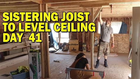 Sistering Joists To Level Ceiling Day 41 Mobile Home Renovation Youtube