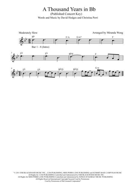 Preview A Thousand Years Violin And Piano In Published Bb Key H0