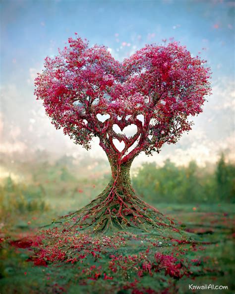 Heart Shaped Tree Artwork Kawaii Ai
