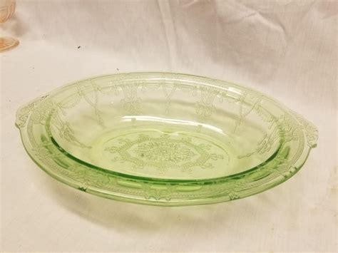 Green Cameo Ballerina Depression Glass 10 Inch Bowl With Etsy