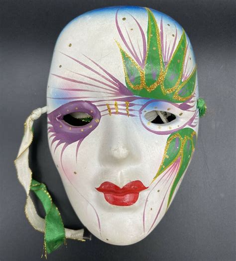 Greengold Blue Trim Mardi Gras Masquerade Porcelain Face Mask Wall Decor Ebay In 2022 Mardi