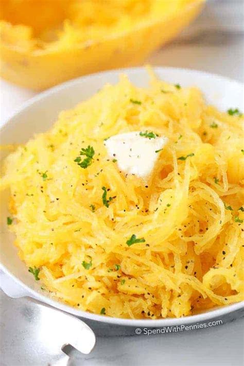 Acorn squash is roasted in the oven then topped with butter and brown sugar for the perfect squash side dish! How to Cook Spaghetti Squash {Microwave Method} - Spend ...