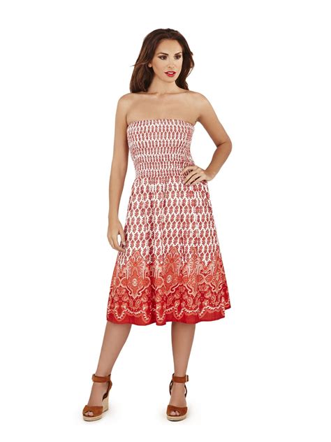 Womens Ladies Summer Beach Cotton Bandeau Strapless Dress Maxi Skirt Size 8 22 Ebay