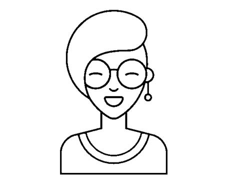 Dibujo de Chica moderna sonriendo para Colorear - Dibujos.net