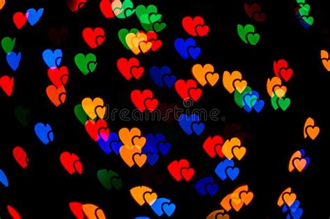 Colorful Abstract Heart Bokeh Background Lights Valentines Day Texture