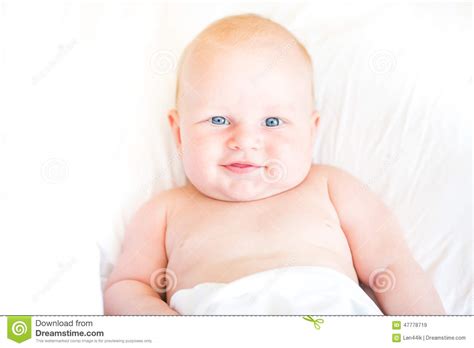 Peaceful Newborn Baby Lying On A Bed Stock Image Image Of Love