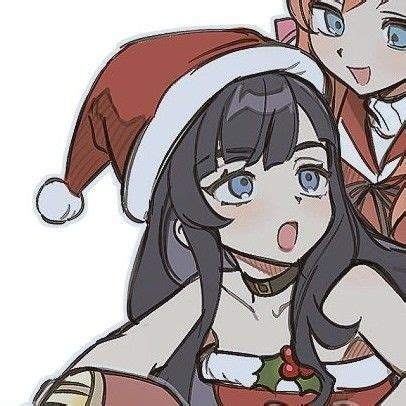 Two Anime Characters Dressed Up As Santa And Mrs Claus