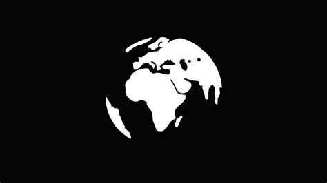Black And White Earth Illustration Globe Outline In Black Background