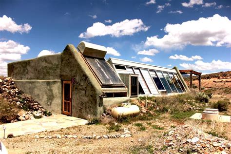 Entrance Of An Earthship Sustainable House Made Out Of Adobe And
