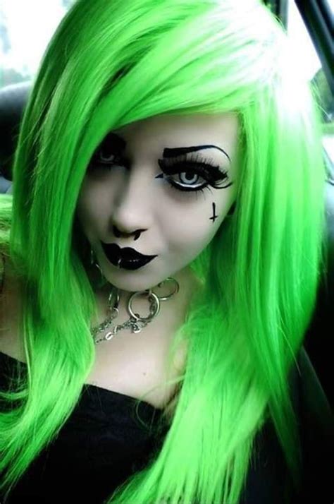 Pin By Headbanger Deb On Goth Girls Rocker Girl Green Hair Goth Girls