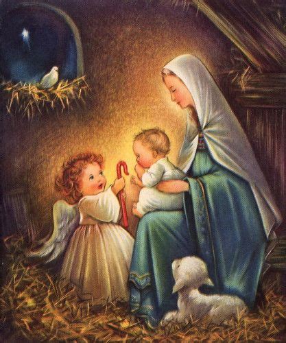 Download in under 30 seconds. Angel, Baby Jesus and Mary | Vintage christmas cards ...