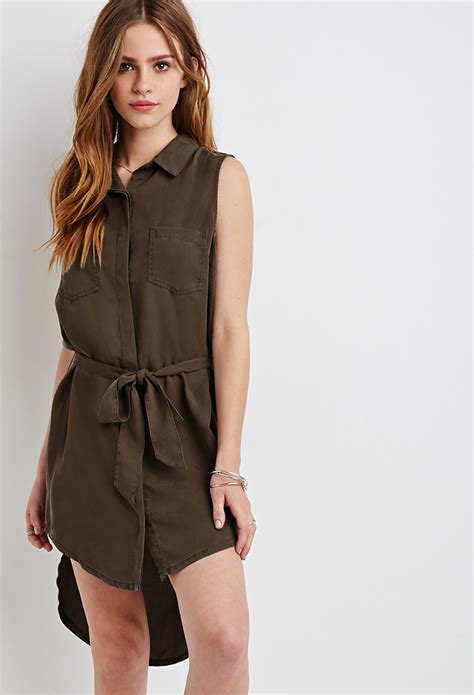 Colours besides each other in the. Forever 21 Belted Utility Shirt Dress in Olive (Green) - Lyst