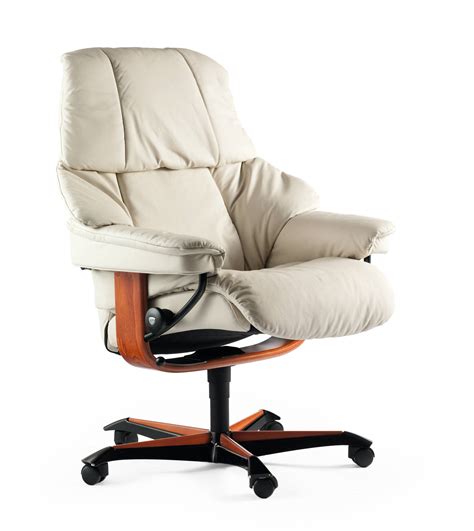 The consul stressless office chairs feature the plus system, which adjusts the headrest to maintain optimal neck and back support. Ekornes Stressless Reno Office Chair | Pain-free Fast Delivery