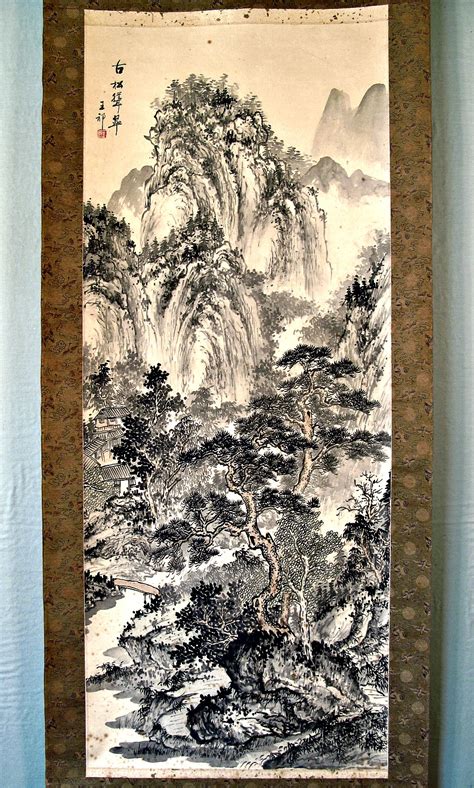 Beautiful Chinese Paintings Vintage Chinese Scroll Painting Old Pines