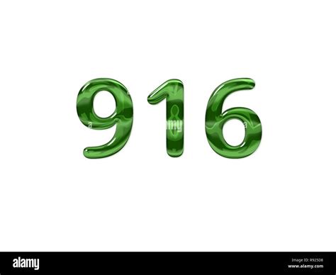Green Number 916 Isolated White Background Stock Photo Alamy