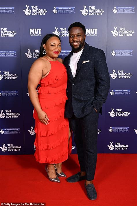 i m a celebrity s babatunde aleshe joins wife leonie at the national lottery s big bash event