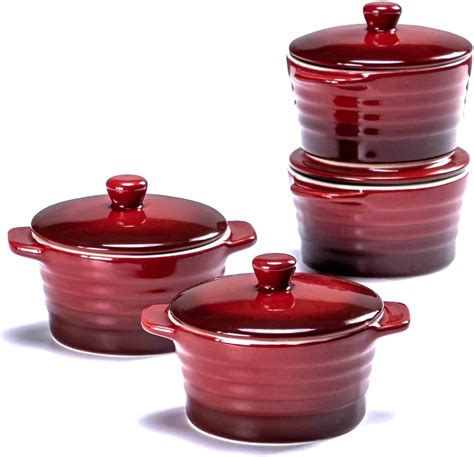 Amazon Com Henten Home Ceramic Oz Ramekins With Lid Porcelain Mini