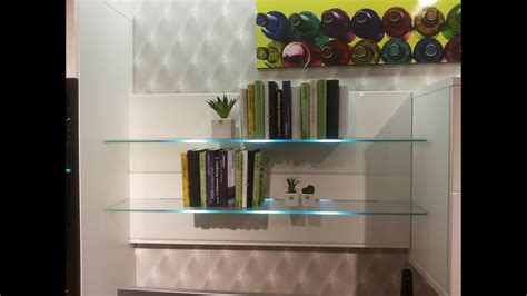 Glass shelves display shelves wall shelves display cabinets wall mirror with shelf mirrored furniture home accents decoration ladder decor. Bookcase with LED glass shelf lights / LED Wall Mounted ...
