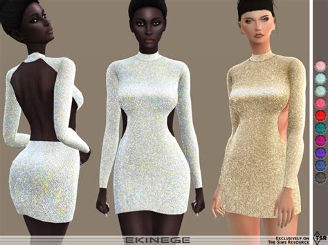 Open Back Sequin Mini Dress By Ekinege At Tsr Sims 4 Updates