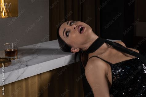 Noir Film Sexual Woman Being Strangled In A Vintage Interior Stock Photo Adobe Stock