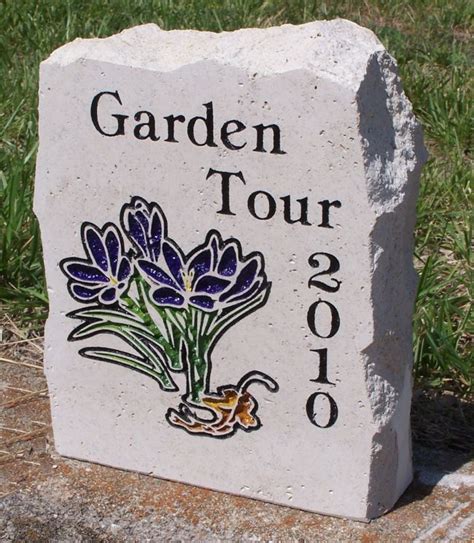 Engraved Crocus Garden Stone
