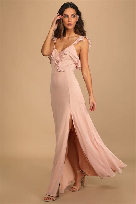 Blush Dress Ruffled Maxi Dress Sleeveless Dress Lulus