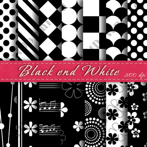 Black And White Digital Scrapbooking Paper Cardmaking Digital