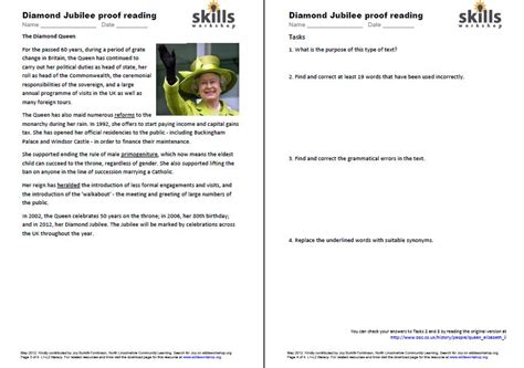 Diamond Jubilee proof reading and synonyms | Skillsworkshop