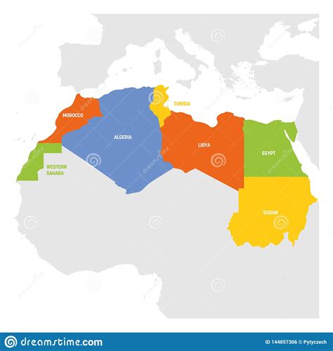 North Africa Region Map Of Countries In Northern Africa Vector