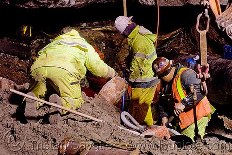 Utility Workers Fixing Broken Water Main San Francisco