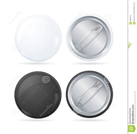 Template Blank Circle Button Badge Pin Set Vector Stock Vector